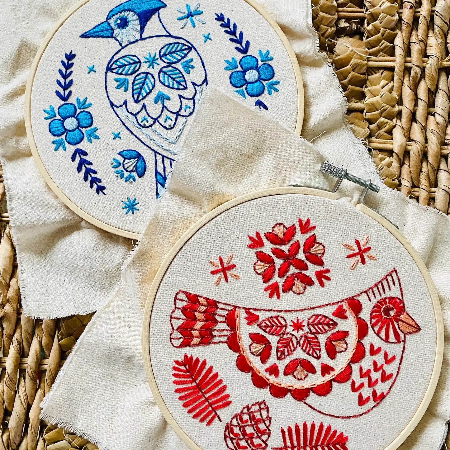 Folk Cardinal Embroidery Kit - Hook, Line & Tinker