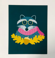 Reading Racoon Print