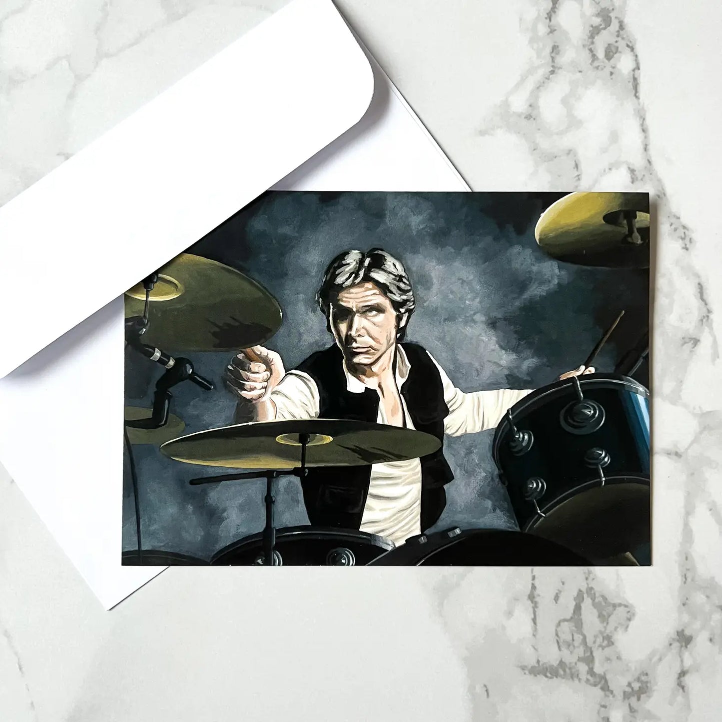 Han Solo Playing the Drums Blank Greeting Card - Kristin Fardy