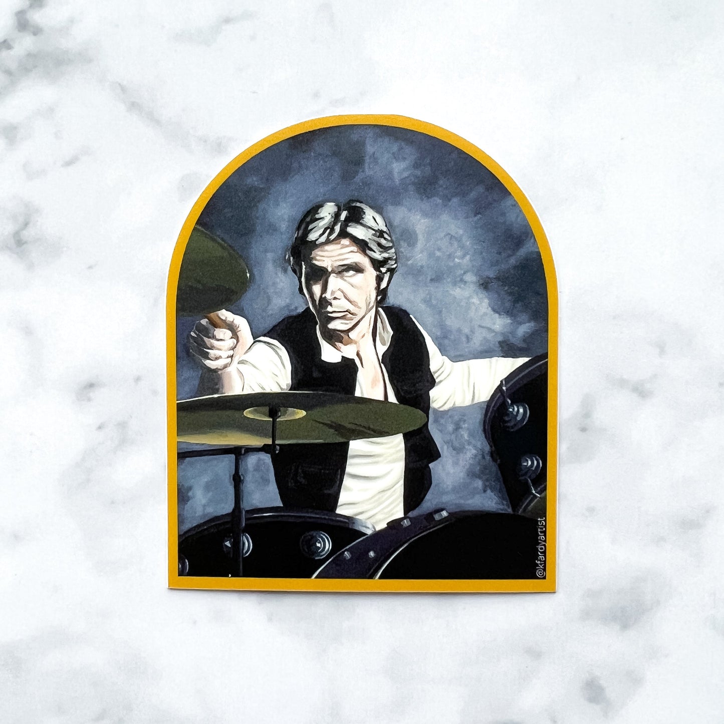 Han Solo Playing the Drums vinyl art sticker