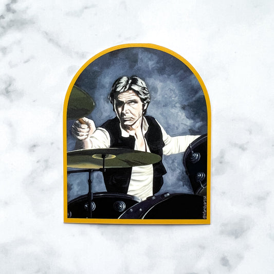 Han Solo Playing the Drums vinyl art sticker