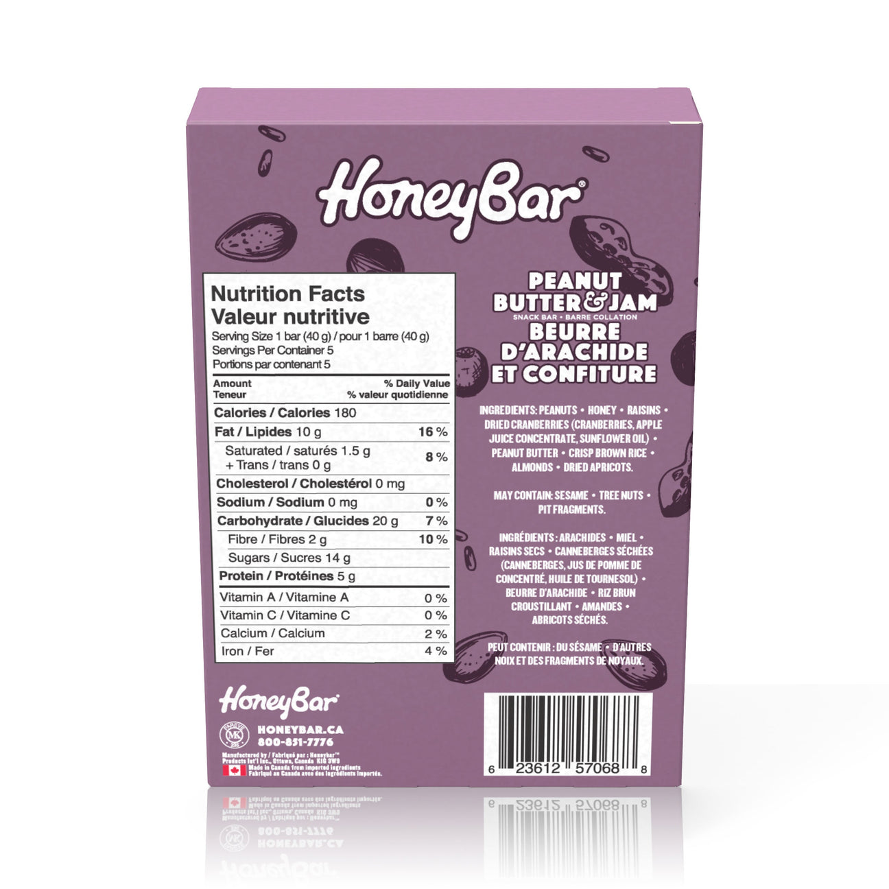 HoneyBar Peanut Butter and Jam Box of 5 Bars