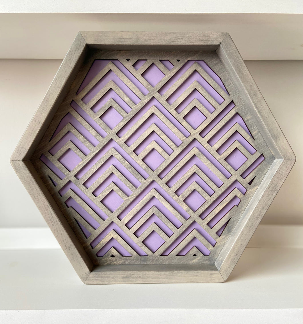 Geometric Tray - Grey and Purple
