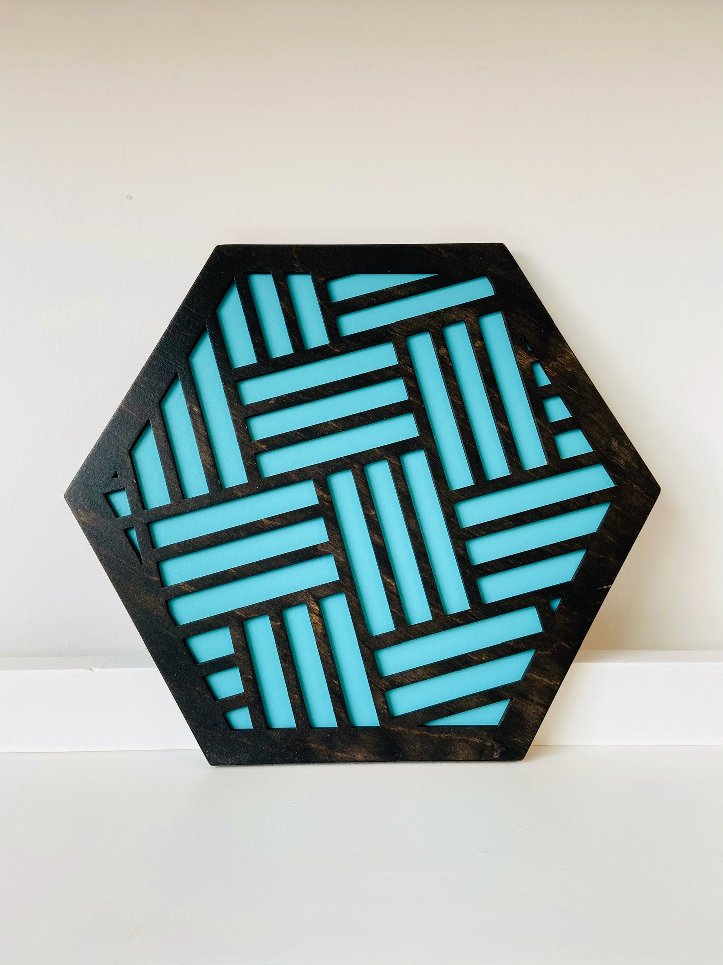 Geometric Black Coaster - Wood Chip Decor