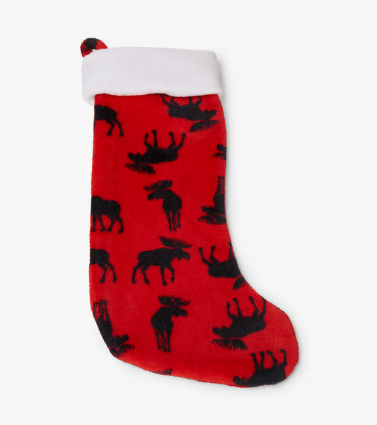 Moose on Red Fleece Christmas Stocking