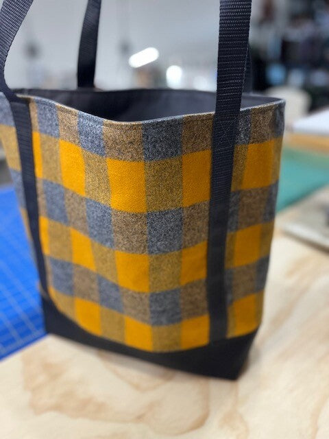 Mustard Grey Tote - The Plaid Cow