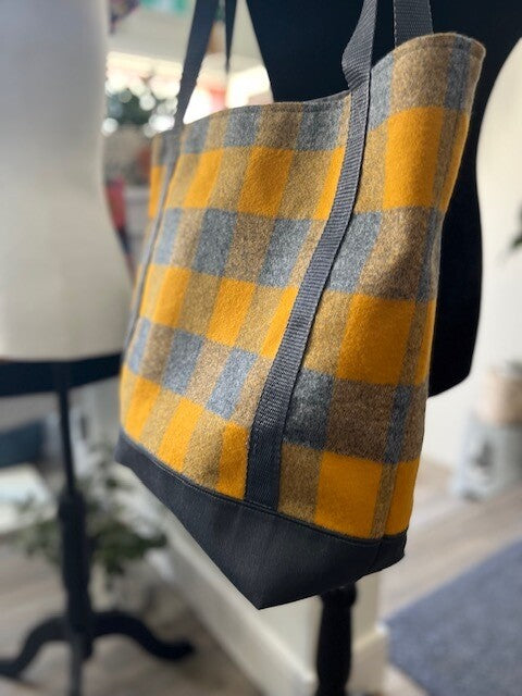 Mustard Grey Tote - The Plaid Cow