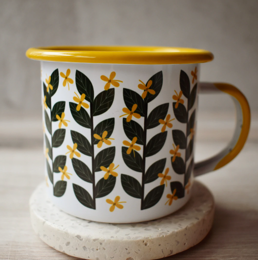 Tea leaves and Osmanthus Flower Camper Mug - Tea Thoughts