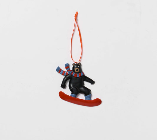 Snowboarding Bear Holiday Ornament