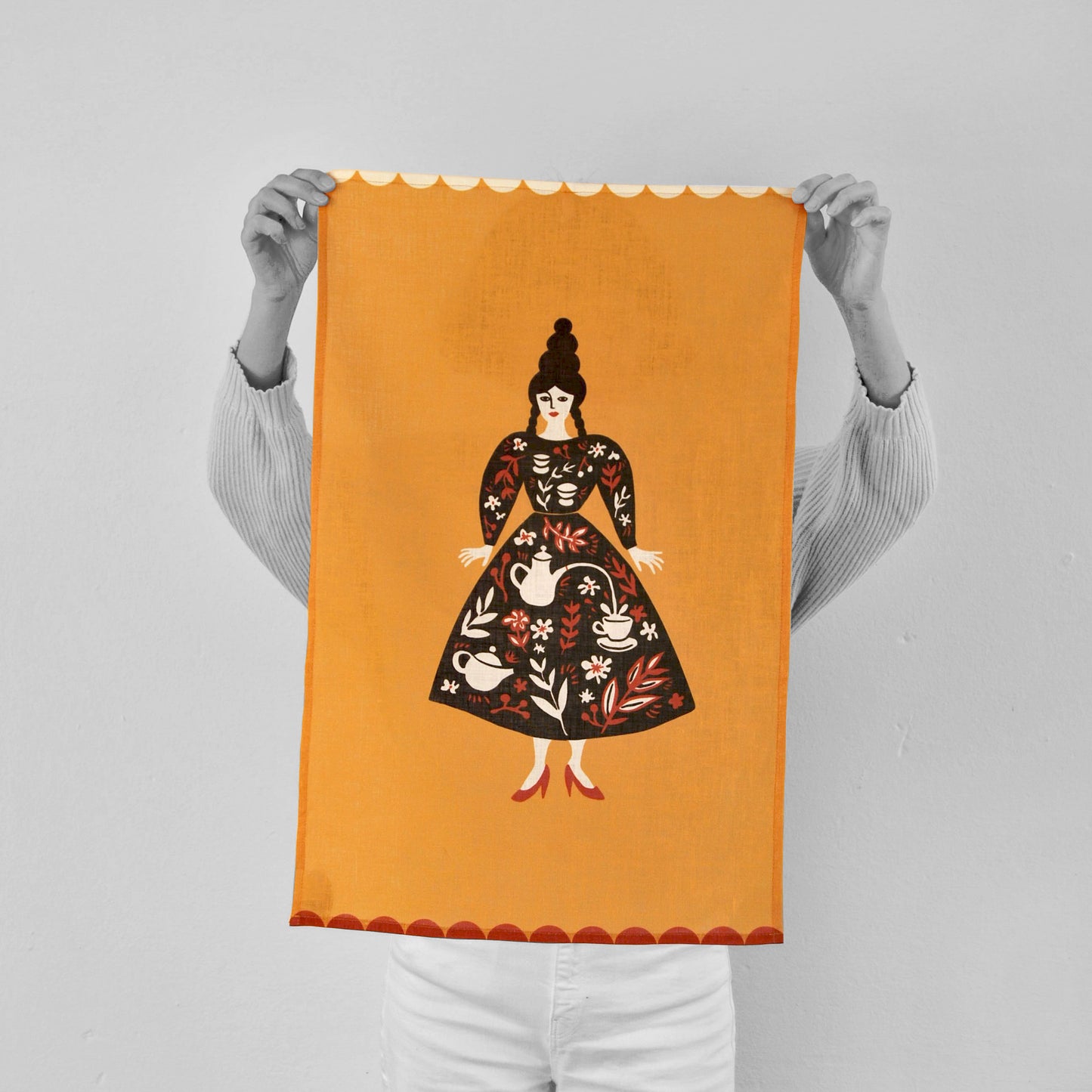 Linen Tea Towel - Tea Lady #1