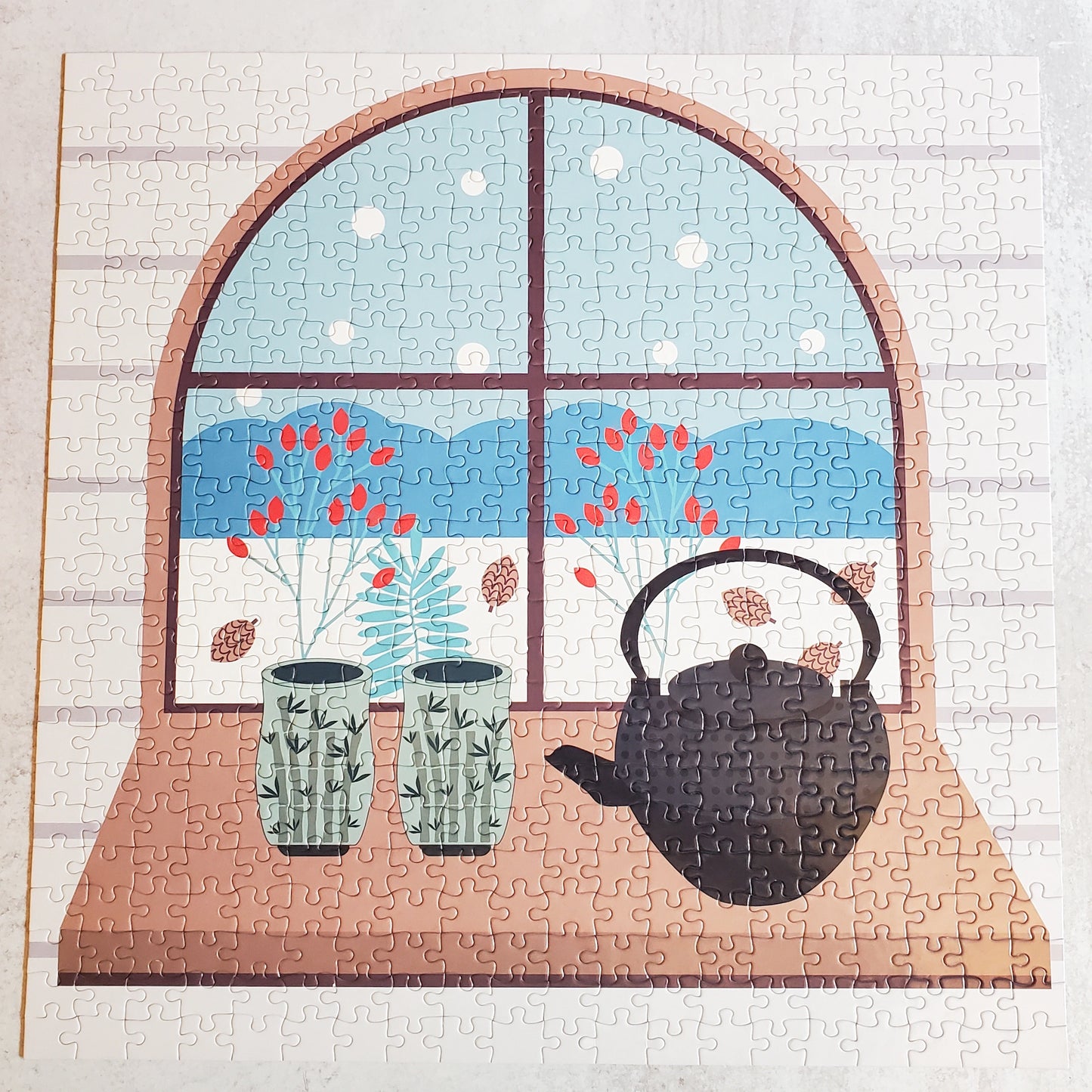 A Winter Window - Warmed By Tea 500 Piece Puzzle - Tea Thoughts