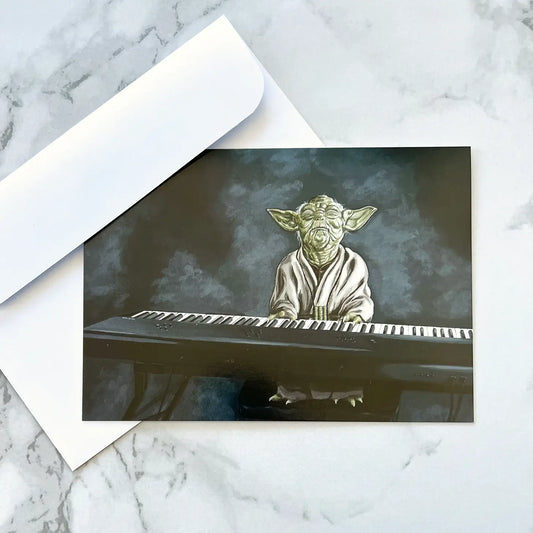 Yoda Playing the Piano Blank Greeting Card - Kristin Fardy