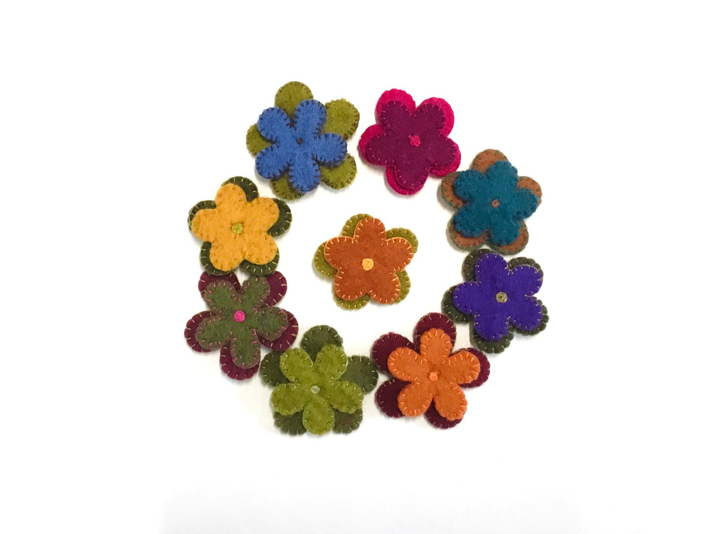 Decorative Wool Flower Pins - Fibres of Life
